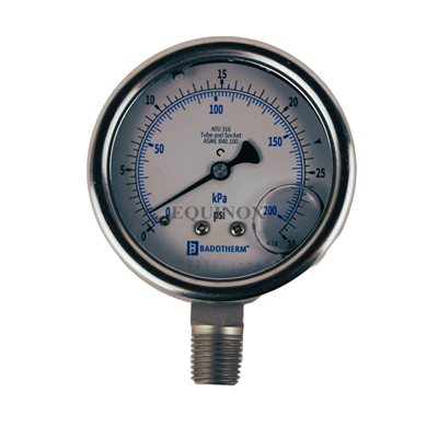 Pressure Gauge 0-60 PSI 2.5"dial x 1 / 4"NPT SS Glycerine